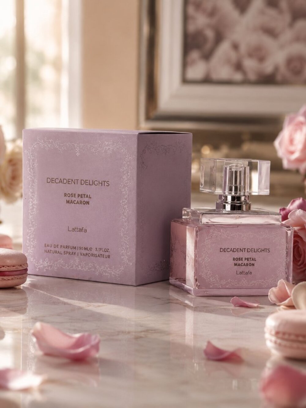 Decadent Delights Rose Petal MMacaron For Woman EDP - 50ML 1.7OZ By Lattafa